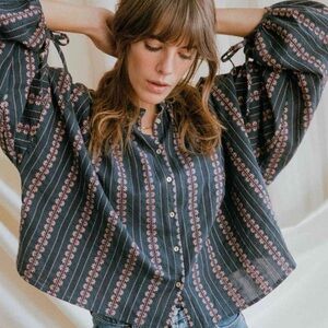 CHRISTY DAWN The Faye Top Indigo Zinnia Stripe L